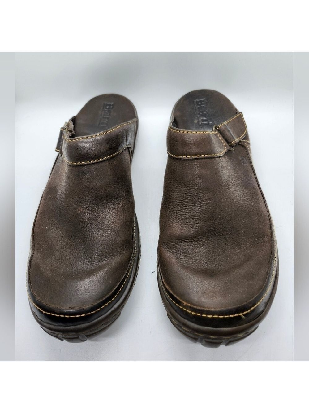 Born Brown Leather Mules Slip-Ons Sz 8